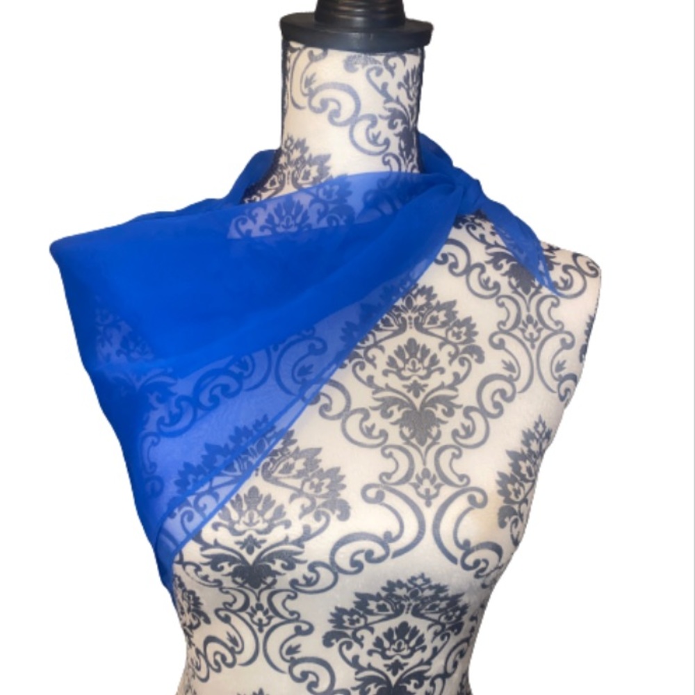 Vintage Cobalt Blue Sheer Lightweight Scarf Coverup